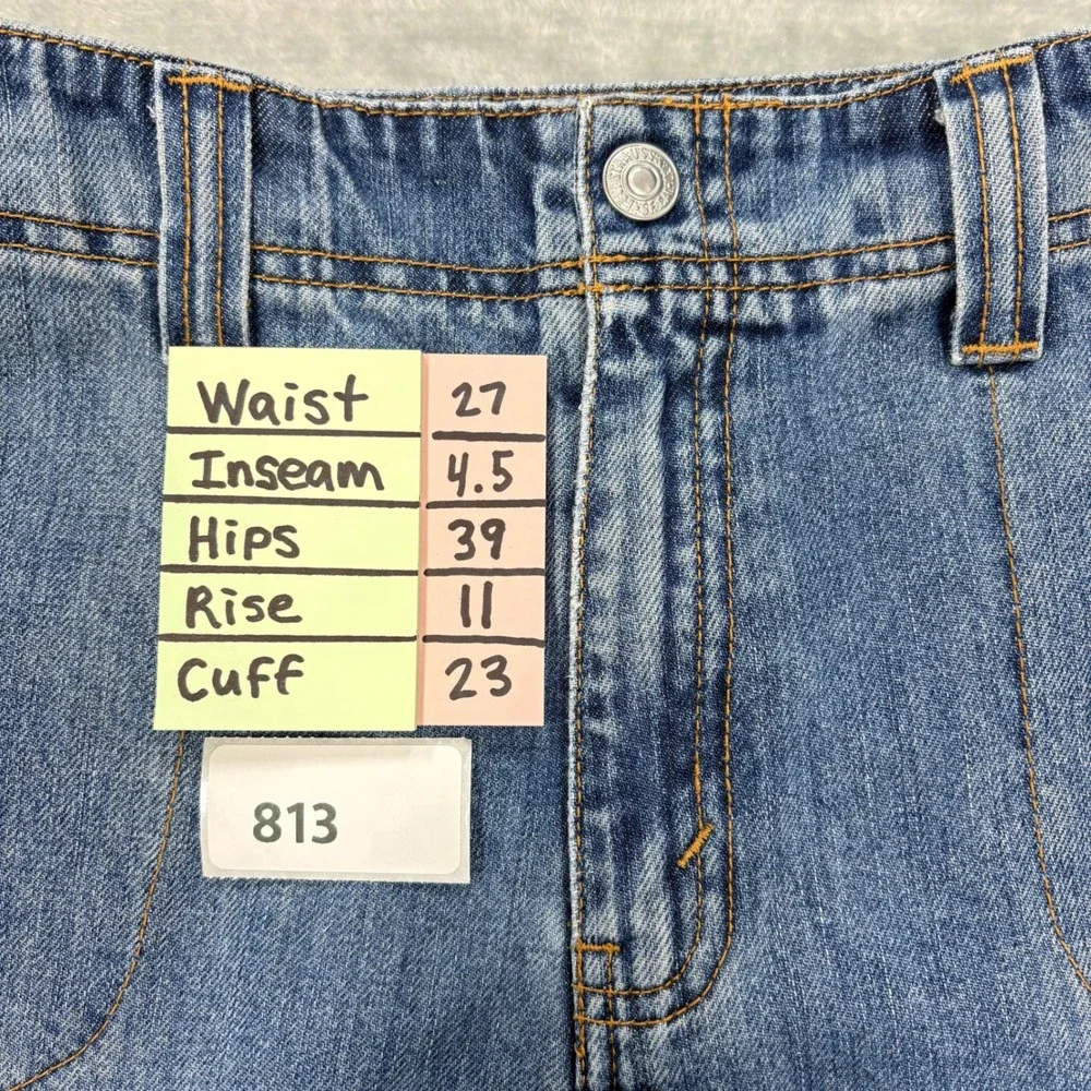 Vintage Y2K Levi's Utility High Waisted Jean Shorts‎ Womens 6x5 Blue Flap Pocket